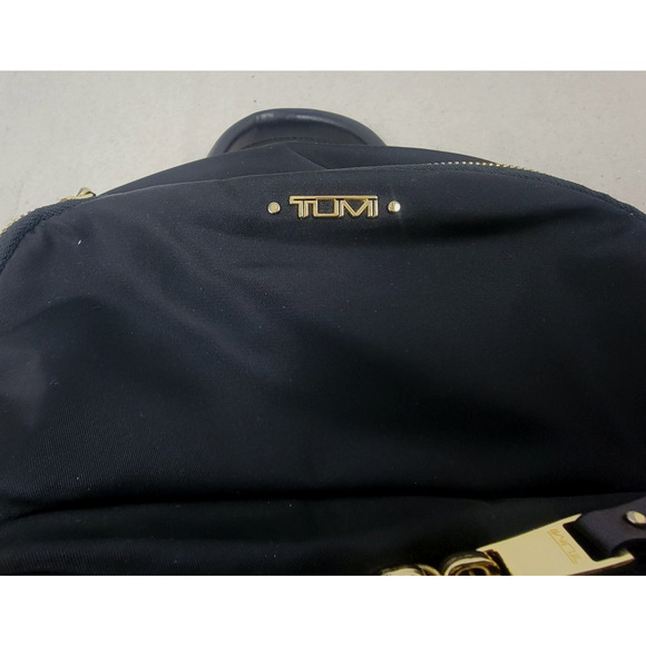 TUMI Voyageur Carson Backpack Black Nylon Gold Hardware Laptop Travel Bag - Picture 4 of 16
